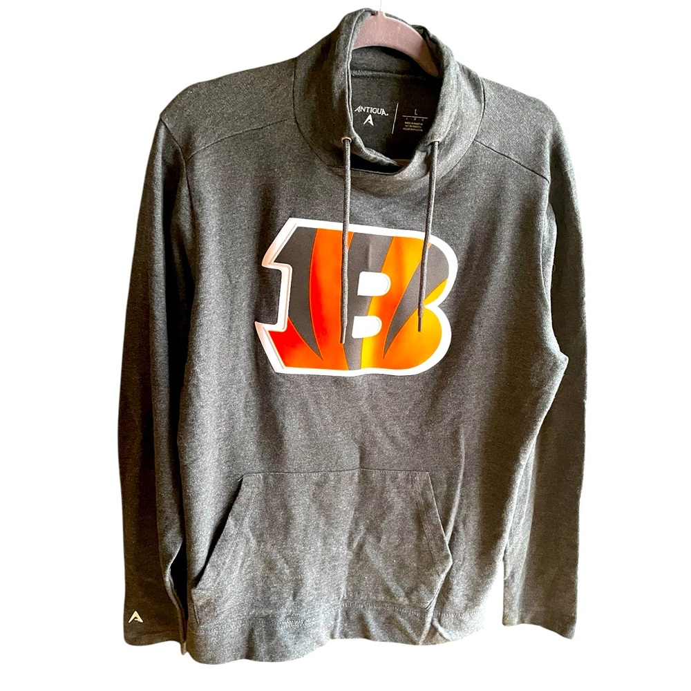 Cincinnati Bengals Antigua Drawstring Sweatshirt - Dark Grey, Large - Unisex‎